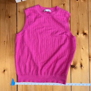 Free Assembly Cable Knit Sleeveless Sweater Vest -  Pink